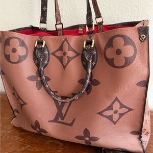 Louis Vuitton Tote with Red Interior and Monogram Trim